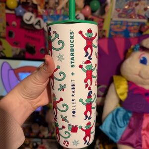Starbucks Holiday Tumbler with Roller Rabbit Design - Green and Red